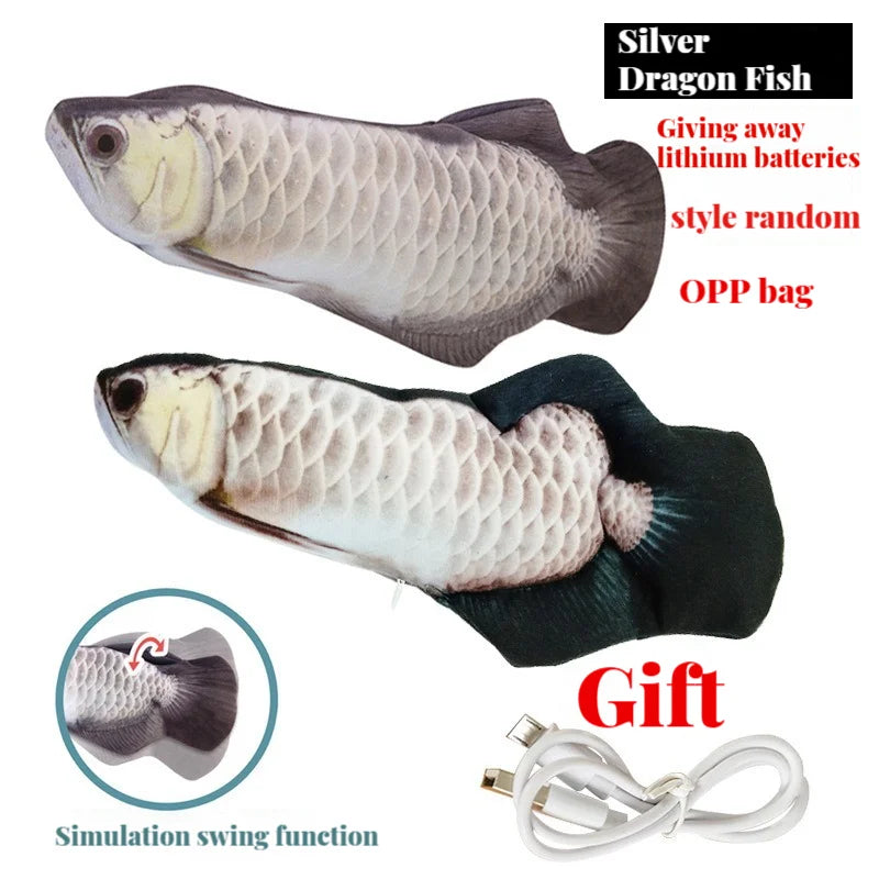 Electric Flopping Fish Cat Toy – USB Rechargeable Interactive Catnip Toy, Realistic Dancing Fish for Chewing, Kicking & Play