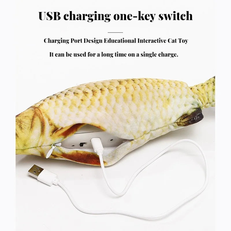Electric Flopping Fish Cat Toy – USB Rechargeable Interactive Catnip Toy, Realistic Dancing Fish for Chewing, Kicking & Play