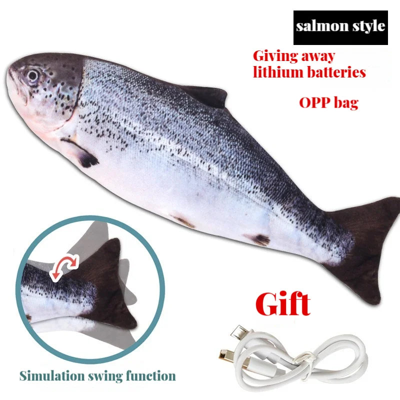 Electric Flopping Fish Cat Toy – USB Rechargeable Interactive Catnip Toy, Realistic Dancing Fish for Chewing, Kicking & Play