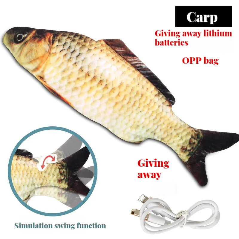 Electric Flopping Fish Cat Toy – USB Rechargeable Interactive Catnip Toy, Realistic Dancing Fish for Chewing, Kicking & Play
