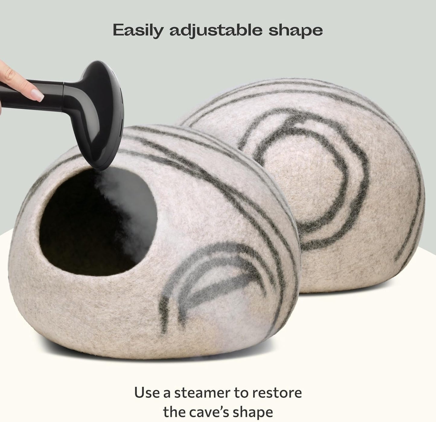 Cat Cave β Premium Felt Cat Bed for Indoor Cats, Handmade 100% Merino Wool (Light Grey, Medium)