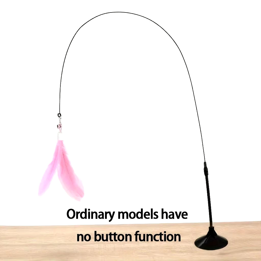 Cat Teaser Toy - Interactive Bell & Feather Wand - Long Suction Cup Pole for Exciting Playtime Adventures - Ultimate Cat Toy