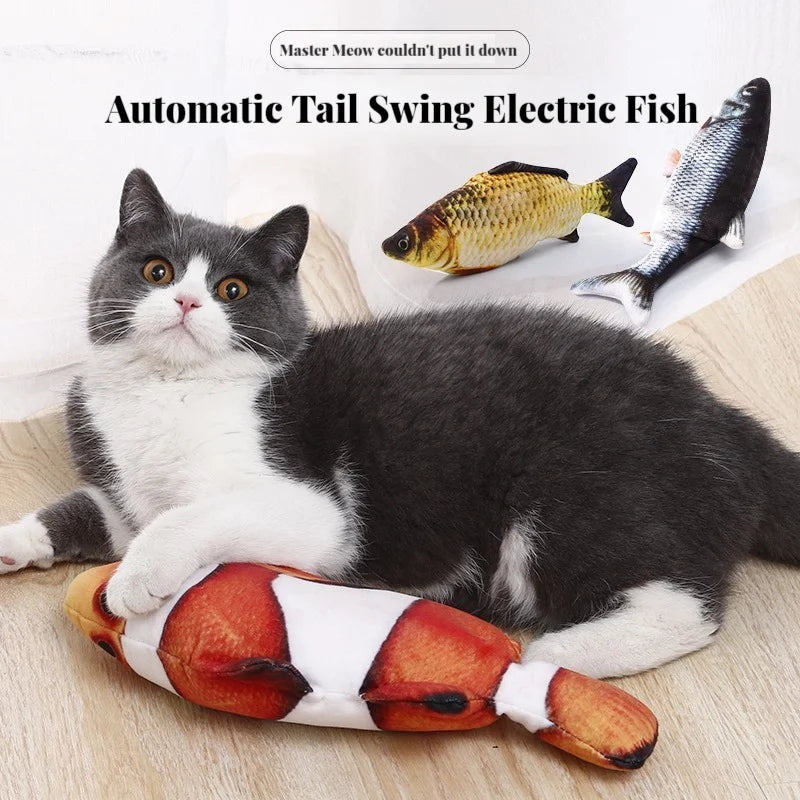 Electric Flopping Fish Cat Toy – USB Rechargeable Interactive Catnip Toy, Realistic Dancing Fish for Chewing, Kicking & Play