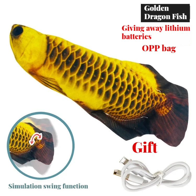 Electric Flopping Fish Cat Toy – USB Rechargeable Interactive Catnip Toy, Realistic Dancing Fish for Chewing, Kicking & Play