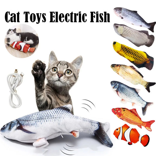 Electric Flopping Fish Cat Toy – USB Rechargeable Interactive Catnip Toy, Realistic Dancing Fish for Chewing, Kicking & Play
