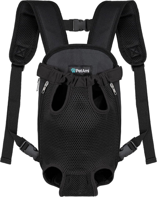 Cat Carrier Backpack – Adjustable Front Chest Carrier for Small Dogs & Cats (5–9 lbs), Ventilated Travel Sling for Hiking, Camping & Outdoor Adventures – Black
