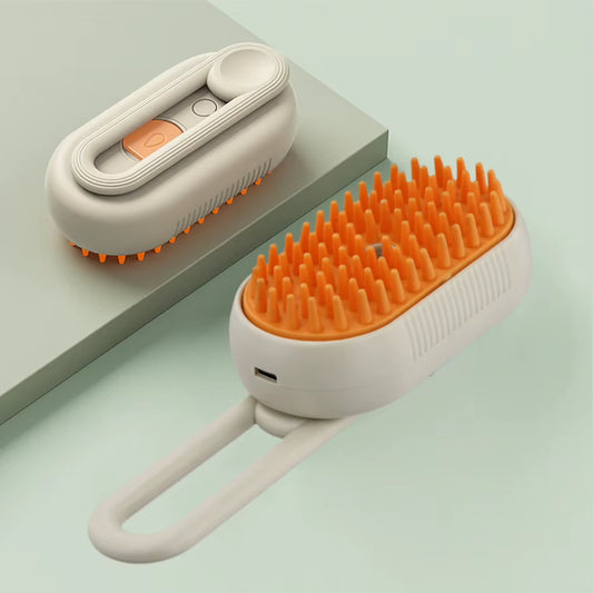 3-in-1 Cat & Dog Steam Brush – Electric Spray Grooming Comb with Massage Function, USB Rechargeable Pet Hair Brush